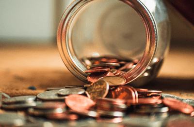 coins in a mason jar